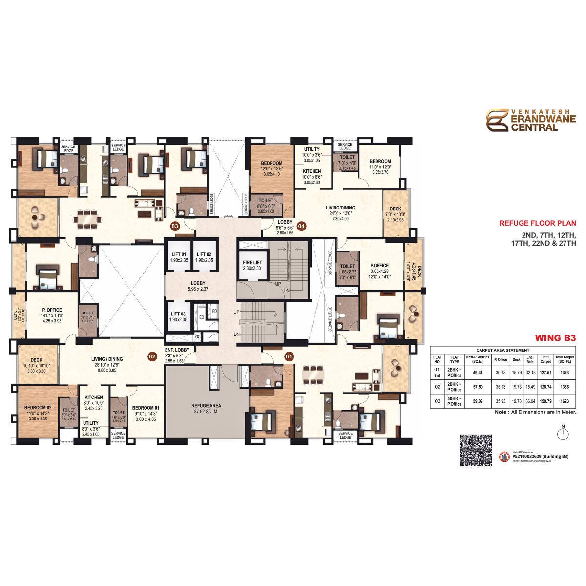 Venkatesh-Erandwane-Central-Floor-Plan-Wing-B-Refugee-Floor-Plan-2nd-7th-12th-17th-22nd-&-27Th